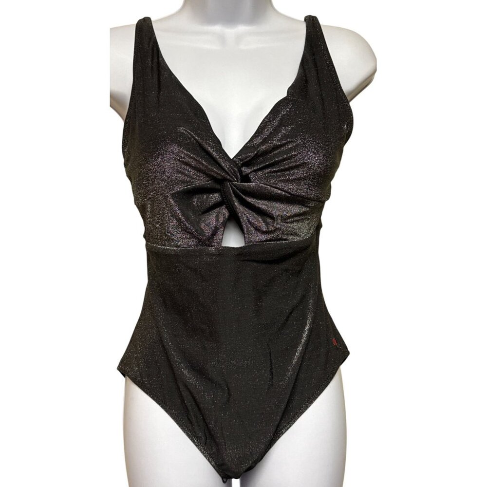 Robert Graham Swimsuit One Piece Women's Size 8 Black Metallic Sleek Designer - Picture 2 of 12